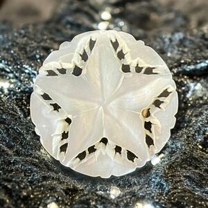 Vintage 1950s Hand Carved Mother of Pearl Star Brooch White 1.25" Collectible VG